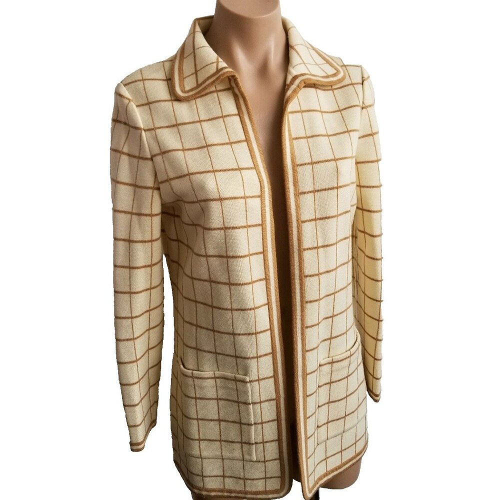Vintage 1970s Brown and Cream Color LeRoy Knit Wera Boho Hipster Sweater S/M